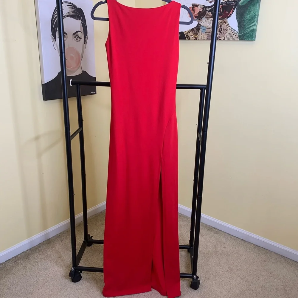 NWT SUSANA MONACO High Slit Low Back Maxi Dress w/Bodysuit in Red, Size Medium - Picture 5 of 6